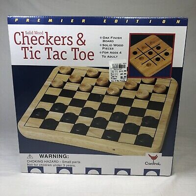 Solid Wood Checkers and Tic Tac Toe 
